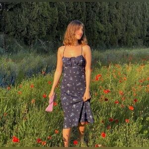 ROUJE ✨ Daria Dress Navy blue flowers 36 S XS